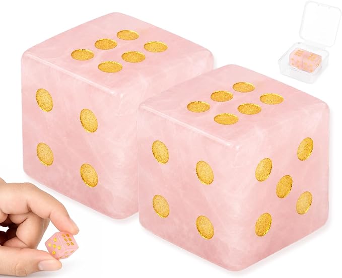 2 Pcs Mahjong Crystal Dice 16mm Pink Crystal D6 Mahjong Dice Set Mahjong Sieve by Coiyie