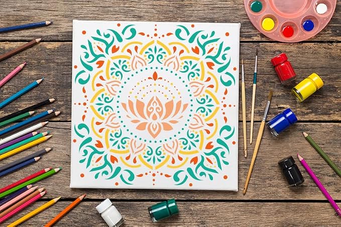 Mandala Stenils for Painting on Wood, Plastic Reusable Rangoli Stencils for DIY - Image 4