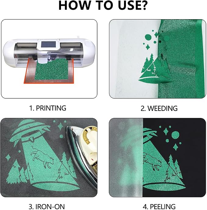 guangyintong Glitter Green Heat Transfer Vinyl HTV Rolls, 2 Rolls 12" x 12ft - Image 3