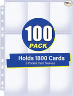 100 Pack 9 Pocket Card Sleeves Binder Sheets, Holds 1800 Cards, Trading Card by Unknown