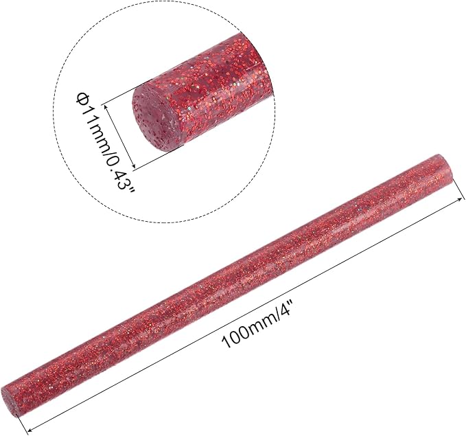 uxcell Mini Hot Glue Sticks for Glue Gun 11mm x 100mm Glitter Red 12pcs - Image 2