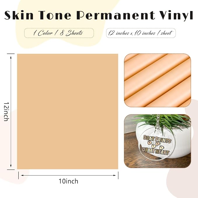 Tintnut Skin Tone Permanent Vinyl 8 Sheets 12''x10'' Pastel Adhesive Vinyl | - Image 2