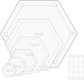 6Pieces Hexagon Quilting Templates Set, Acrylic Quilting Rulers and Templates by Unknown