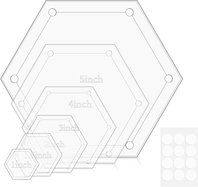 6Pieces Hexagon Quilting Templates Set, Acrylic Quilting Rulers and Templates by Unknown