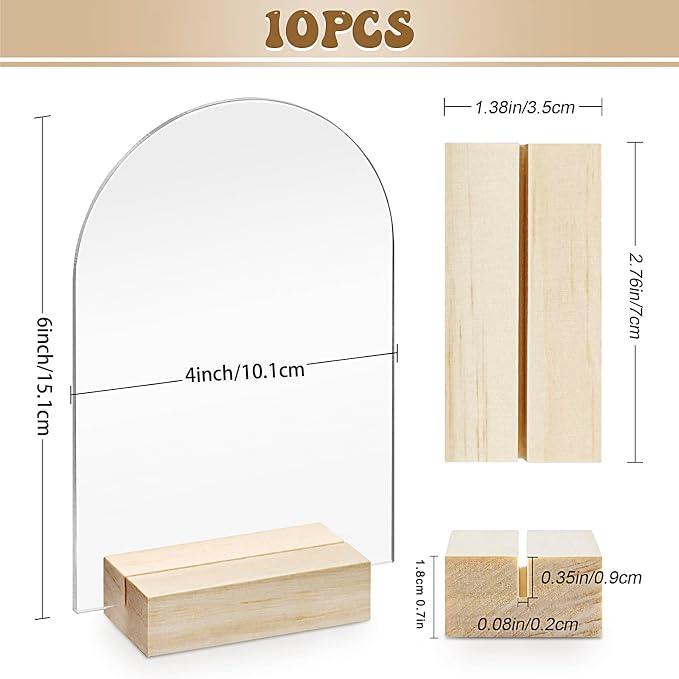 Bercoor 10 Pack 4x6 Inch Blank Clear Arch Acrylic Sign - Image 2