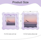 4x4 Picture Frame with Mat for 3x3, Wavy Edge Wooden Real Glass Photo Frame for - Image 3