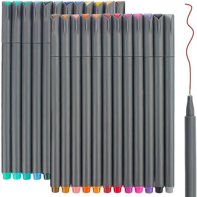 Taotree 24 Fineliner Color Pens, Fine Line Colored Sketch Writing Drawing Pens by Unknown