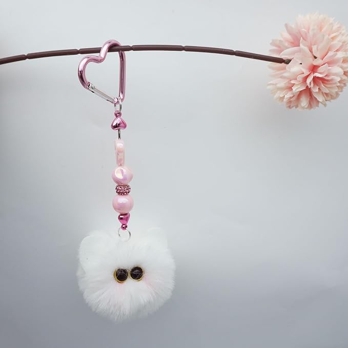 Beadable Heart Pom Pom Keychain Blank Bar - Image 8
