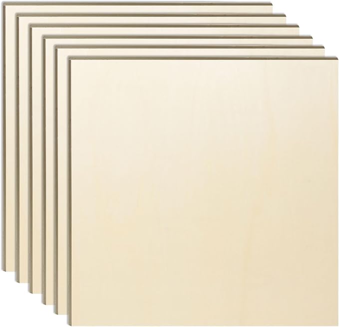6 Pack 16 x 16 x 1/4 Inch-6mm Thick Basswood Sheets by AWIZOM