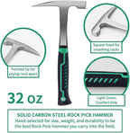 16-Piece Geological Rock Hammer Kit, Portable 32-ounce Hammer and Chisel - Image 3