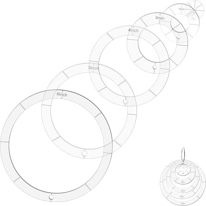 6 PCS Circle Template Quilting Acrylic Templates Set, 1/2/3/4/5/6 Inch Diameter by Unknown