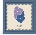 8x8 Picture Frame with Wavy Mat, Wooden Real Glass 8 x 8 Photo Frame by THKRLOF