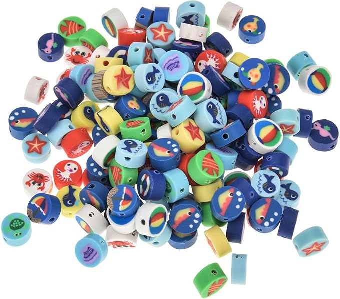 100pcs Ocean Polymer Clay 10mm Spacer Beads by LUBINGSHINE