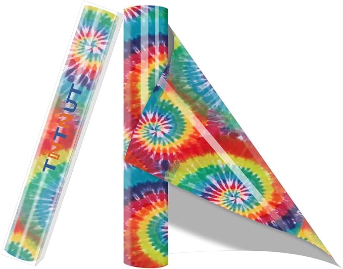 Tintnut Red Yellow Swirl Tie Dye Heat Transfer Vinyl-12"x5ft Iron on Vinyl | by Tintnut