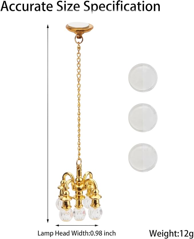 Dollhouse Miniature Chandelier 1:12 Scale Chrystaline Chandelier Pendant 5 Head - Image 5