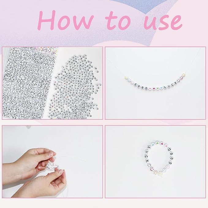 YMSDZHL Alphabet Beads A-Z 1300+Pcs Letter Beads, Acrylic 4x7mm Round Letter - Image 5
