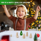 30Pcs Unfinished Wooden Set, Snowman Dolls Craft Christmas Tree Acorns Blank - Image 4
