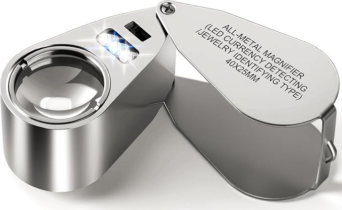 Leffis 40X Jewelers Loupe Magnifier Magnifying Glasses, LED/UV Illuminated by Leffis