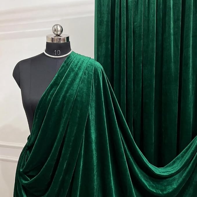 Hunter Green Royal Velvet Fabric by The Yard, Wedding Decor, Fashion & Crafts I by VALENTINATEXTILEINC