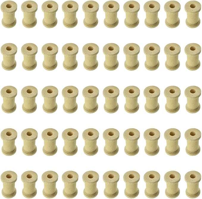 HAHIYO 1Inch 50PCs Natural Wood Spool Unfinished Wooden Empty Thread Spool by Unknown