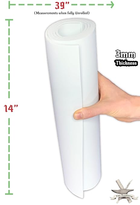 Shape Retention EVA Cosplay Foam - 3mm Thick White 14”x39” High Density EVA - Image 4