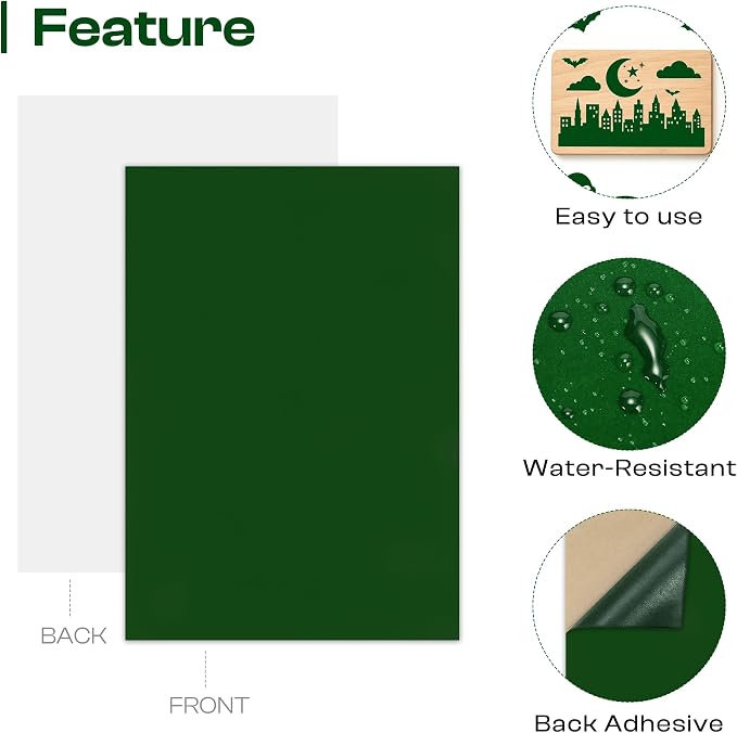 Caydo 12PCS Self Adhesive Felt Sheets, Soft Velvet Green Felt Fabric - Image 3