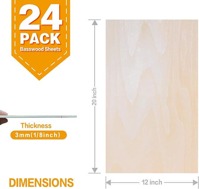24Pack Basswood Sheets 20"x12"x1/8", 3mm Basswood - Image 4