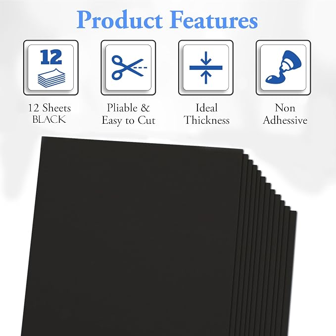 Black Eva Foam Sheets, 12 Pack, 2mm Thick, 6 x 9 Inch, Handicraft Foam Paper - Image 2