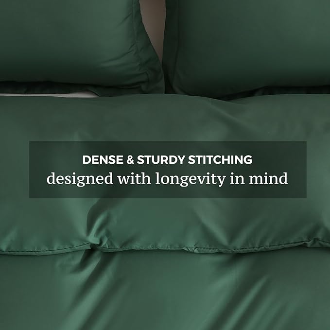 JSD Hunter Green Duvet Cover Set Full Size, 3 Piece Duvet Cover - Image 5