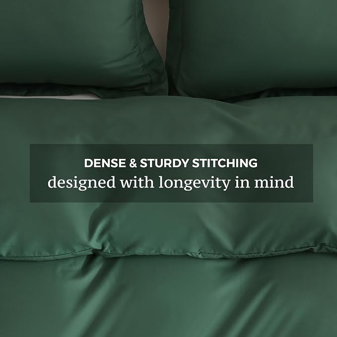 JSD Hunter Green Duvet Cover Set King Size, 3 Piece Duvet Cover - Image 5