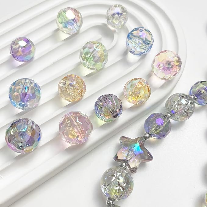 16mm Acrylic Beads UV Transparent Colorful Bead 95pcs Clear Football Beads - Image 3