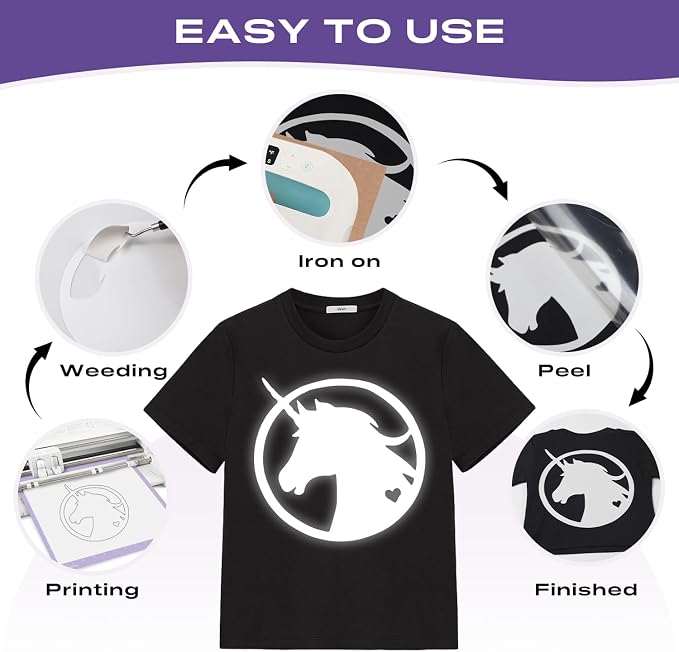 TUMIYA Heat Transfer Vinyl Reflective White HTV Roll, Reflective HTV Vinyl - Image 4