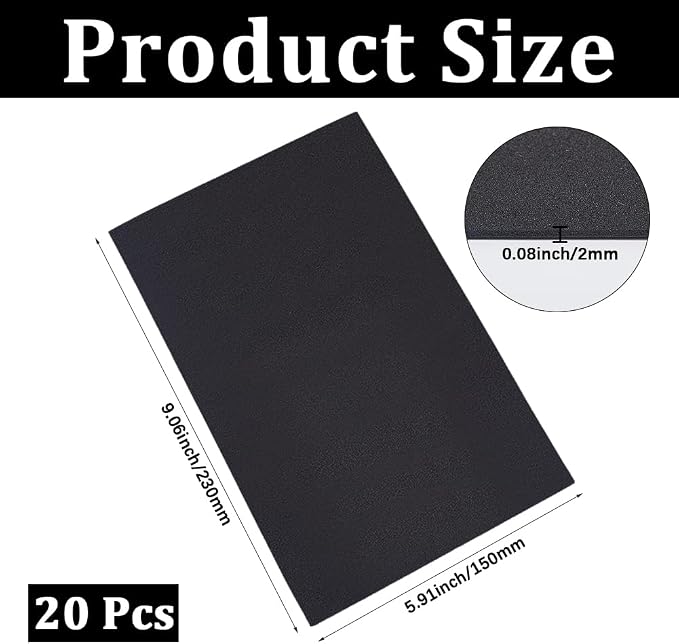 20Pcs 6x9 Inch 2MM Thick Black Foam Paper Sheets Rectangle 3D High Density - Image 2