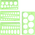4 Pcs Drawing Template Drafting Stencil Ruler Circle and Oval Templates Plastic by Unknown