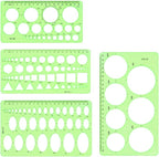 4 Pcs Drawing Template Drafting Stencil Ruler Circle and Oval Templates Plastic by Unknown