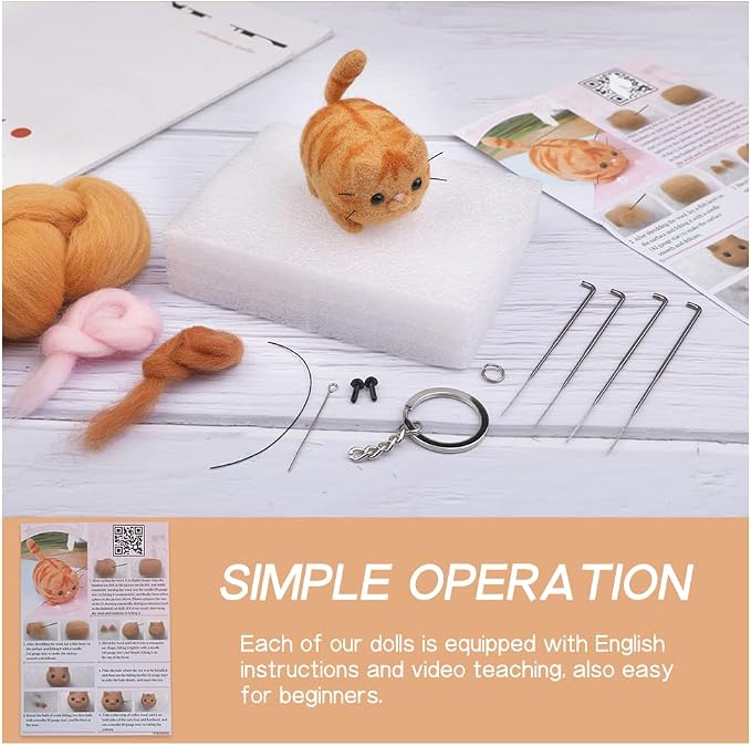 QMNNMA Needle Felting Kit, Garfield Needle Felting Set - Image 3