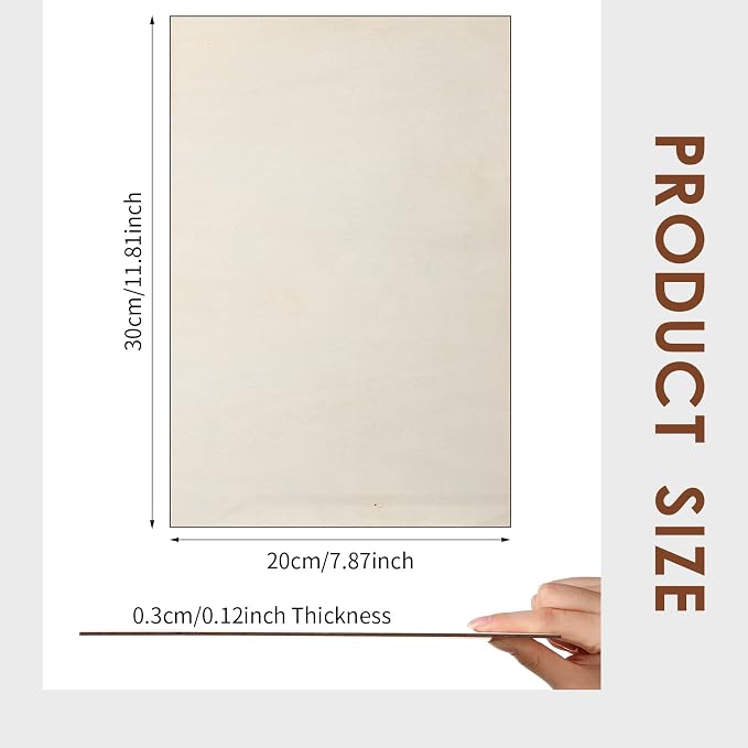 Vicenpal 24 Pcs Basswood Sheets 3 mm Plywood Sheets Unfinished Wood - Image 2