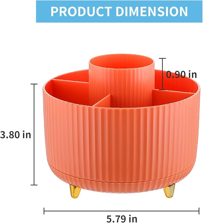 Marbrasse Desk Organizer, 360-Degree Rotating Pen Holder, Desk Organizers and - Image 5