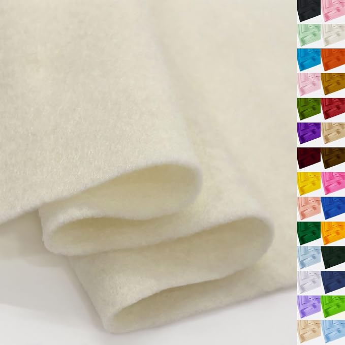 Ivory Felt Fabric 36" X 36", 1.6mm Thick Soft and Durable Flexible Craft Felt by FANOMMI