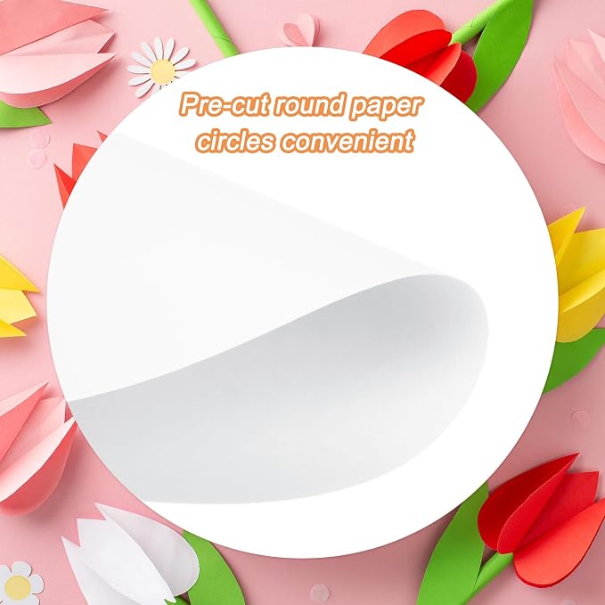 MECCANIXITY 60 PCS White Circle Cutouts Paper, 8 Inch Round Cutouts 200gsm/75lb - Image 3