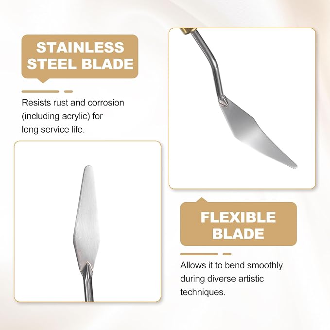 HARFINGTON Palette Knife Painting Tool 2.76" x 0.59" Stainless Steel Teardrop - Image 4
