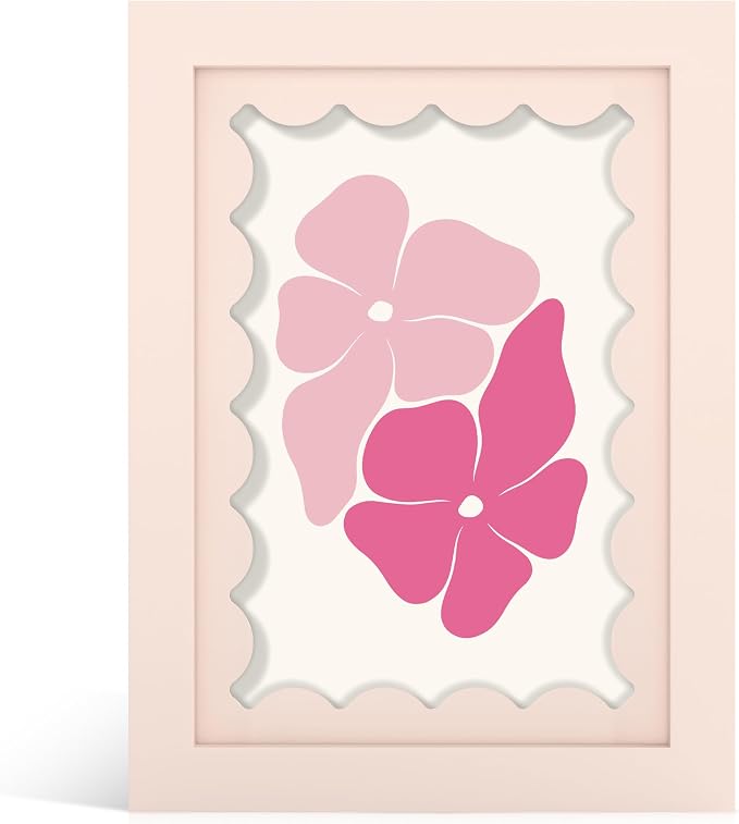 5x7 Picture Frame with Real Glass, Wooden cute 5 x 7 Photo Frame with Wavy Mat by THKRLOF
