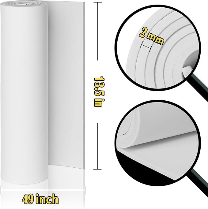 3-Pack 2mm Thick White Eva Foam Sheets roll, 13.5" x 49" Premium eva Craft Foam - Image 2