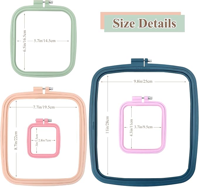ZOCONE 5Pcs 5 Size Square Embroidery Hoops, ABS Plastic Embroidery Hoops Cross - Image 2