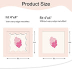4x4 Picture Frame with Real Glass, Wooden cute 4 x 4 Photo Frame with Wavy Mat - Image 2