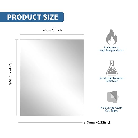 4 Pack 8 x 12 Inch Silver Mirrored Acrylic Sheets | 1/8 Inch Thick, Plastic - Image 2