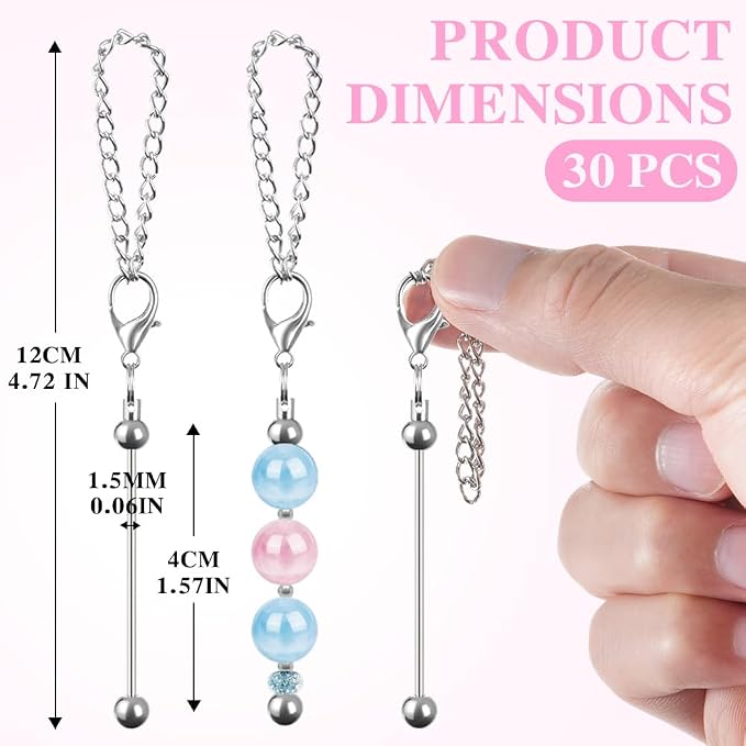 30 PCS Beadable Keychain Bars Bulk, Metal Blank Keychain Bars - Image 3