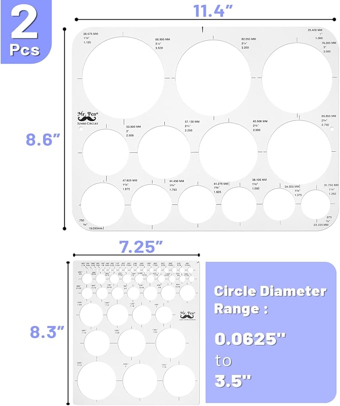 Mr. Pen- Circle Template, Large and Small Size, Circle Stencil | Circle Ruler - Image 2