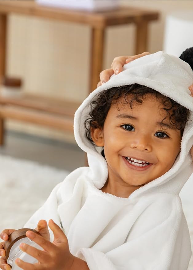 Konny Baby Hooded Towel Plush Thick & Cozy Soft-Touch Absorbent Rayon from Bamboo Cotton Baby Bath Beach Towel, Oeko-TEX, Newborn Boys Girls Toddler (Beige, Large)