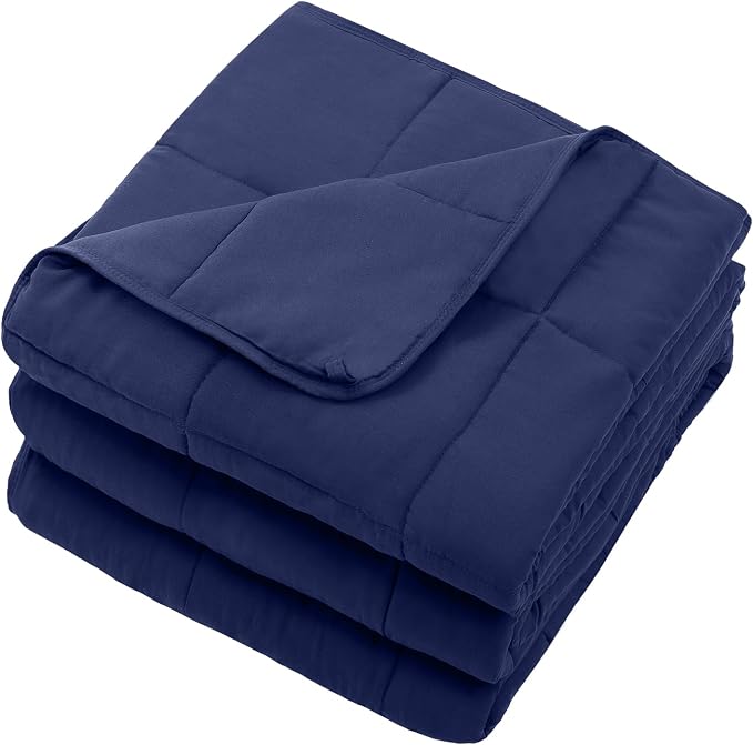 Navy Blue Weighted Blanket for Adults 12lbs, Twin Full Size Cooling Heavy Throw - Image 7